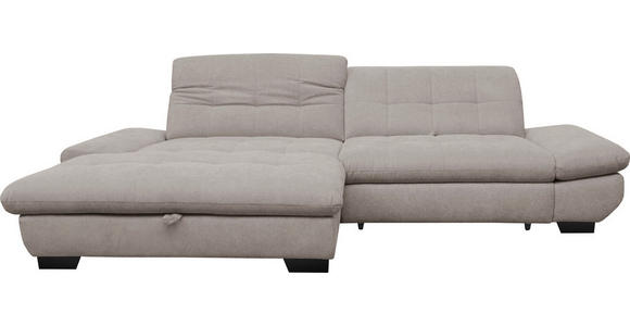 ECKSOFA in Mikrofaser Hellgrau  - Hellgrau/Schwarz, Design, Textil/Metall (198/290cm) - Xora