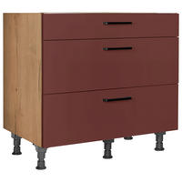 KOCHFELDUMBAUSCHRANK 90,0/87,0/56,0 cm  in Rot, Eichefarben  - Eichefarben/Rot, MODERN, Holzwerkstoff/Metall (90,0/87,0/56,0cm) - Nobilia