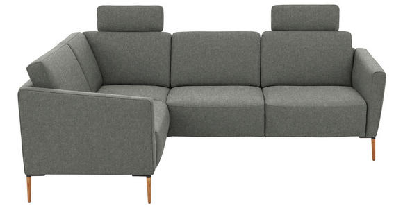 ECKSOFA  in Flachgewebe Graugrün  189/236 cm  - Eichefarben/Graugrün, Design, Holz/Textil (189/236cm) - Valnatura