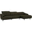 ECKSOFA in Echtleder Olivgrün  313/165 cm  - Beige/Schwarz, Design, Leder/Metall (313/165cm) - Emilio Belluti