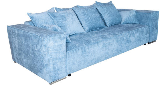 BIGSOFA Flachgewebe Blau - Chromfarben/Blau, KONVENTIONELL, Textil/Metall (256/68/122cm) - Carryhome