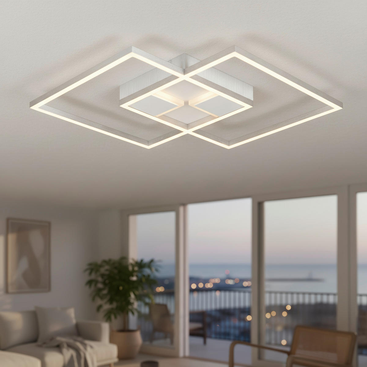 LED PLAFONJERA Alexandria  - bela, Osnovno, metal/plastika (42/42/4,5cm) - Boxxx