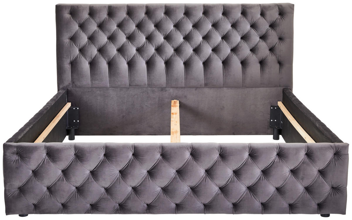 ČALOUNĚNÁ POSTEL, 180/200 cm, šedá - šedá/černá, Konvenční, textil/plast (180/200cm) - Cantus