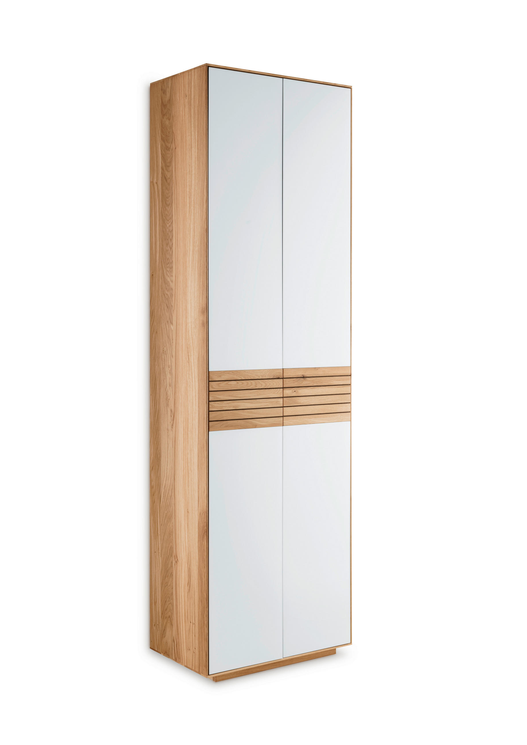 GARDEROBENSCHRANK Riva  in 60/200/37 cm  - Wildeiche/Weiß, Natur, Glas/Holz (60/200/37cm) - Linea Natura