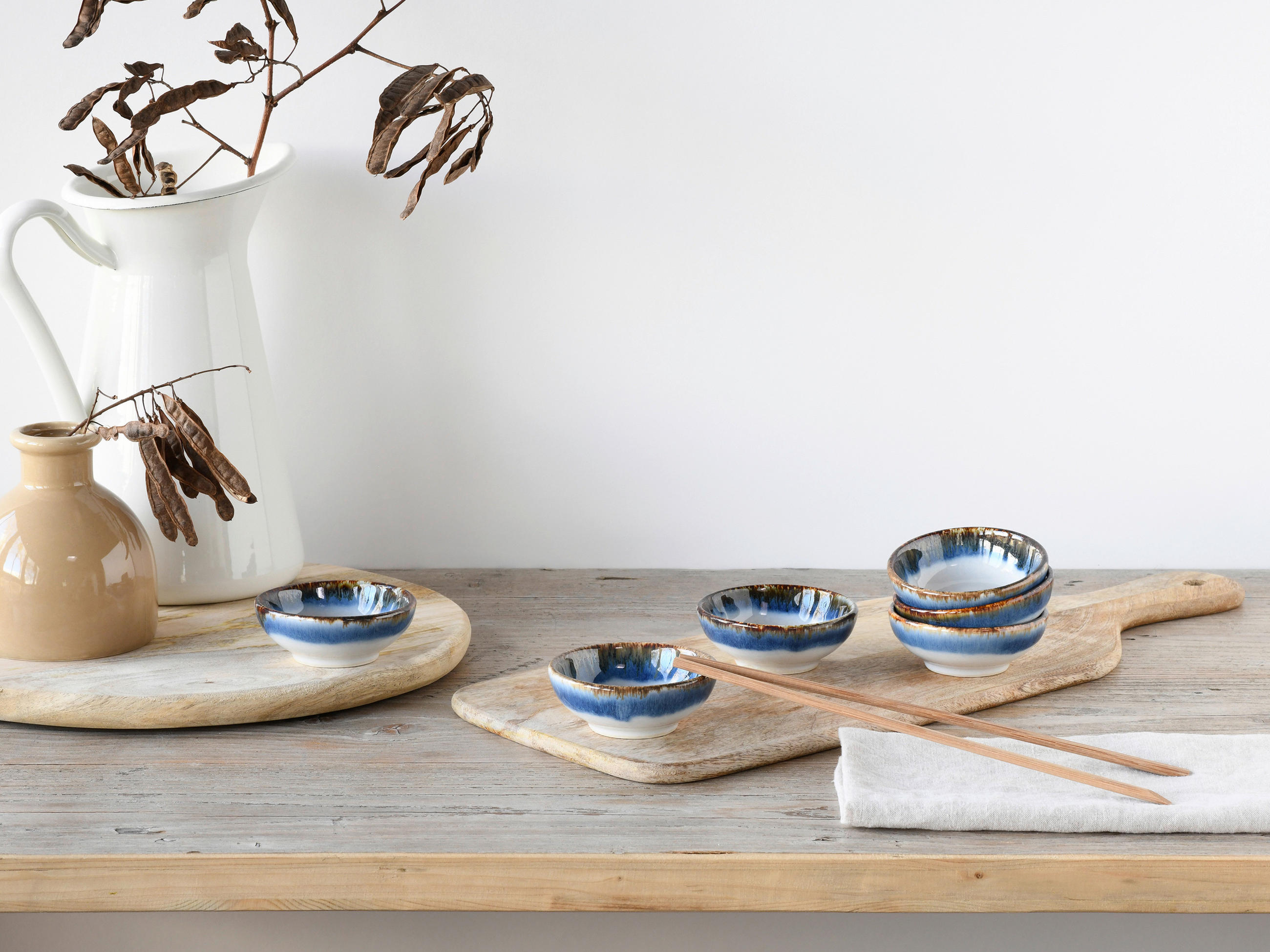 DIPSCHALENSET Keramik Steinzeug  - Graublau/Weiß, Design, Keramik - Creatable