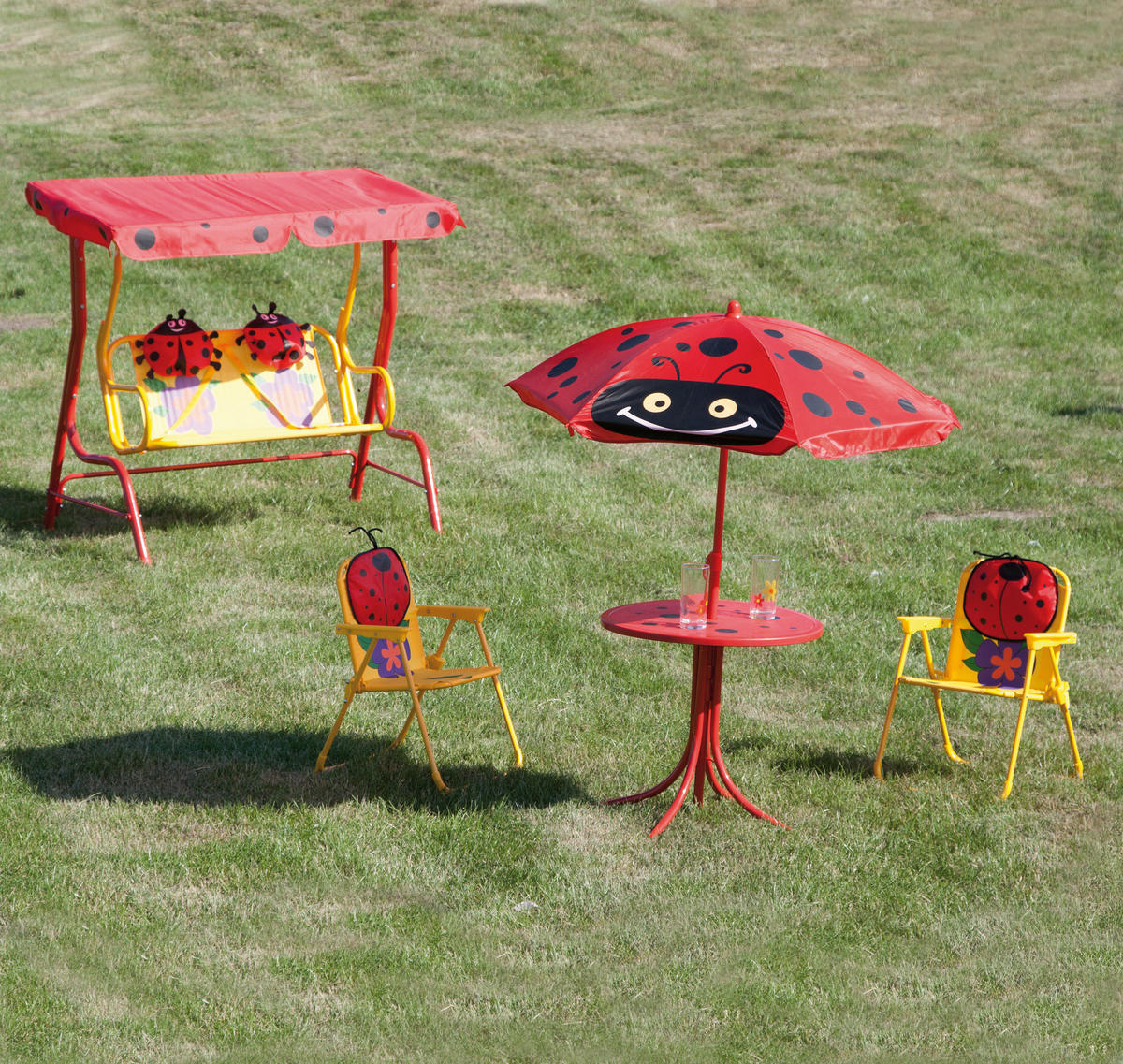 Kinder-Hollywoodschaukel 115/118/75 cm  - Rot, MODERN, Textil/Metall (115/118/75cm) - Siena Garden