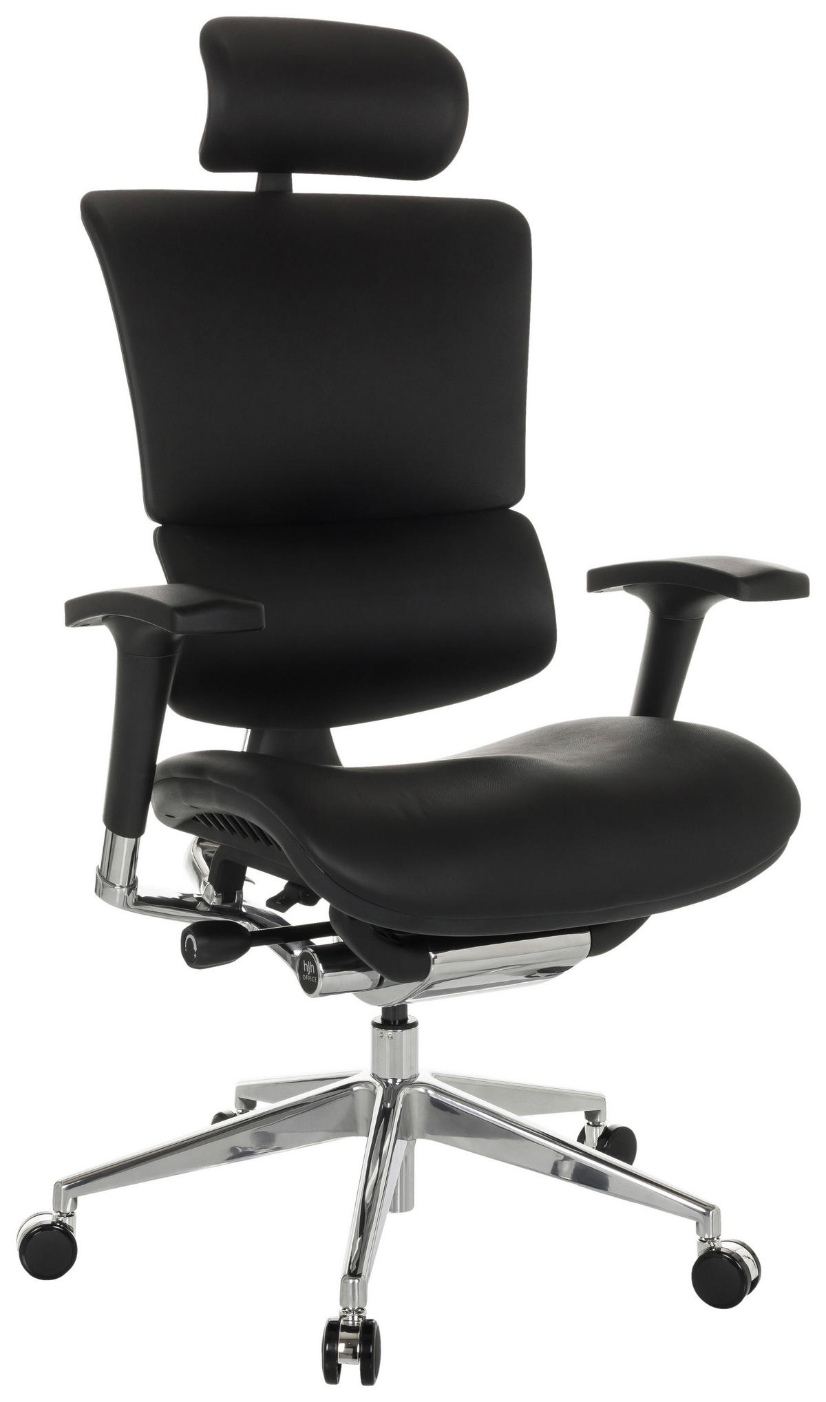 DREHSTUHL Schwarz  - Silberfarben/Schwarz, Basics, Leder/Kunststoff (70/124-146/67cm) - MID.YOU