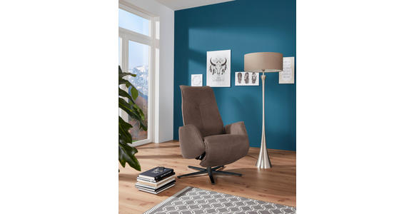 RELAXSESSEL in Leder Dunkelbraun - Anthrazit/Dunkelbraun, Design, Leder/Metall (71/114/84cm) - Johann Jakob