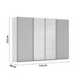 SCHWEBETÜRENSCHRANK 316/223/68 cm 4-türig Grau, Weiß  - Chromfarben/Weiß, KONVENTIONELL, Glas/Holzwerkstoff (316/223/68cm) - Novel
