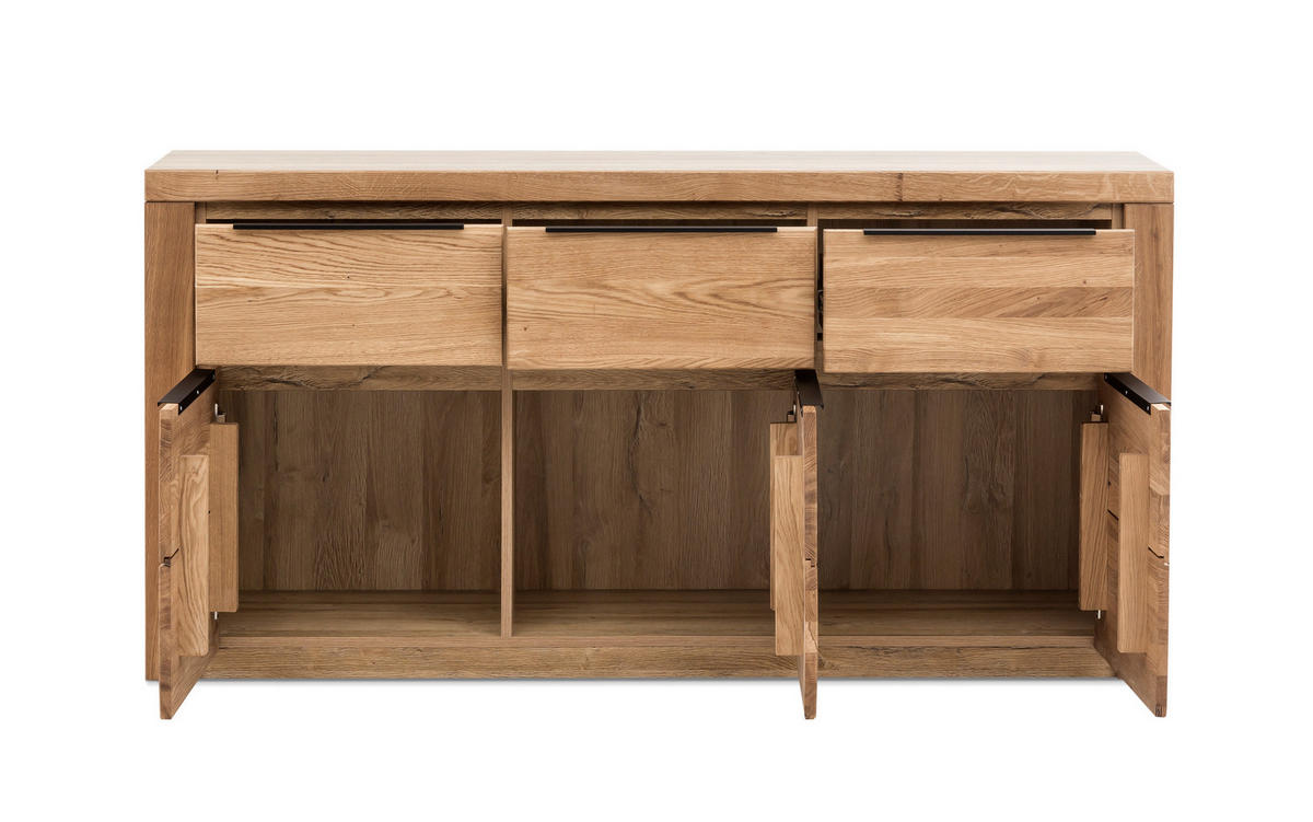 SIDEBOARD  in 160/80/40 cm  - Eichefarben/Schwarz, Natur, Holz/Holzwerkstoff (160/80/40cm) - Carryhome