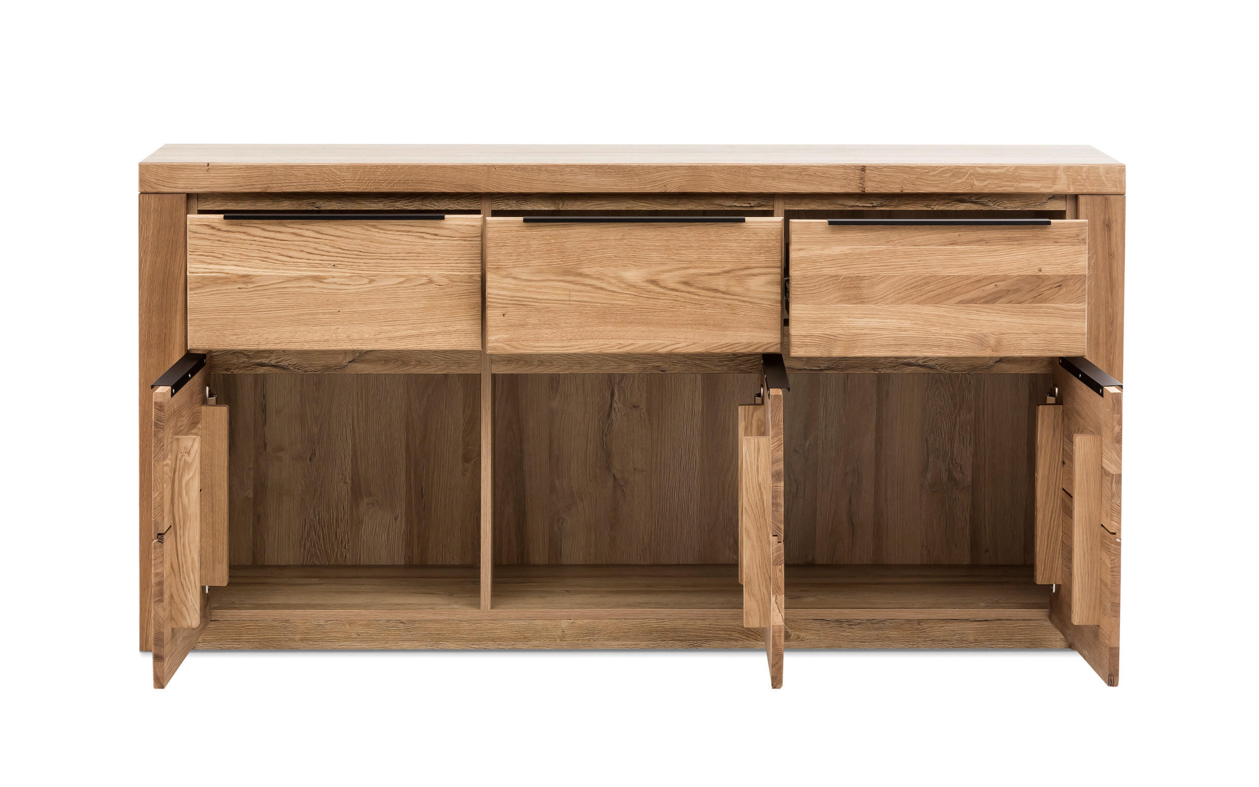 Thumbnail - Carryhome Sideboard, Eiche, Metall, Eiche, teilmassiv, 3 Schublade(n) Schubladen, 160x80x40 cm, Typenauswahl, Beimöbel e...