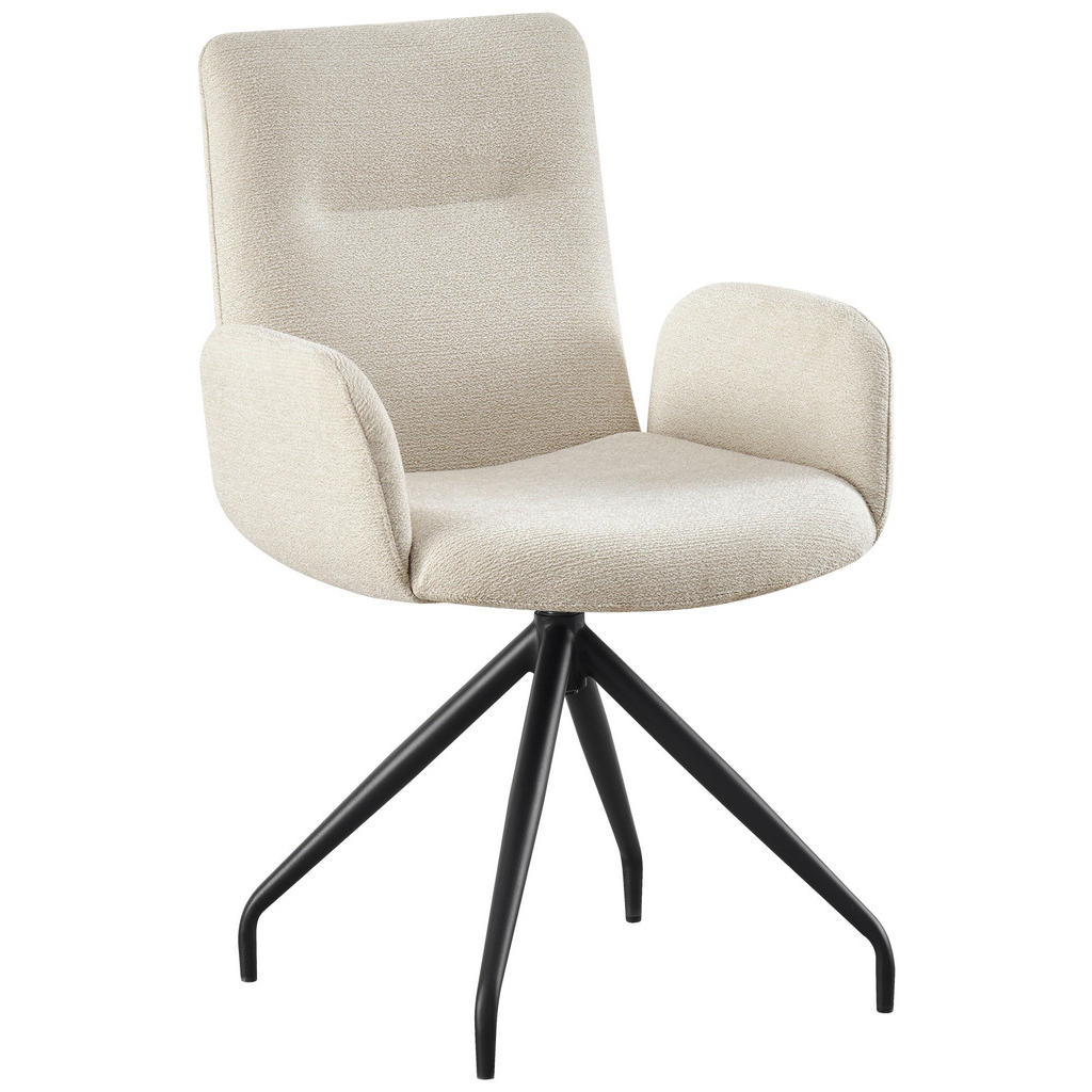 Armlehnstuhl Sigrun Webstoff Beige 360° Drehbar