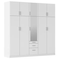 GARDEROB MED GÅNGJÄRN 226/229/54 cm 10-dörrar - vit/aluminiumfärg, Design, trämaterial/plast (226/229/54cm) - Rauch Möbel