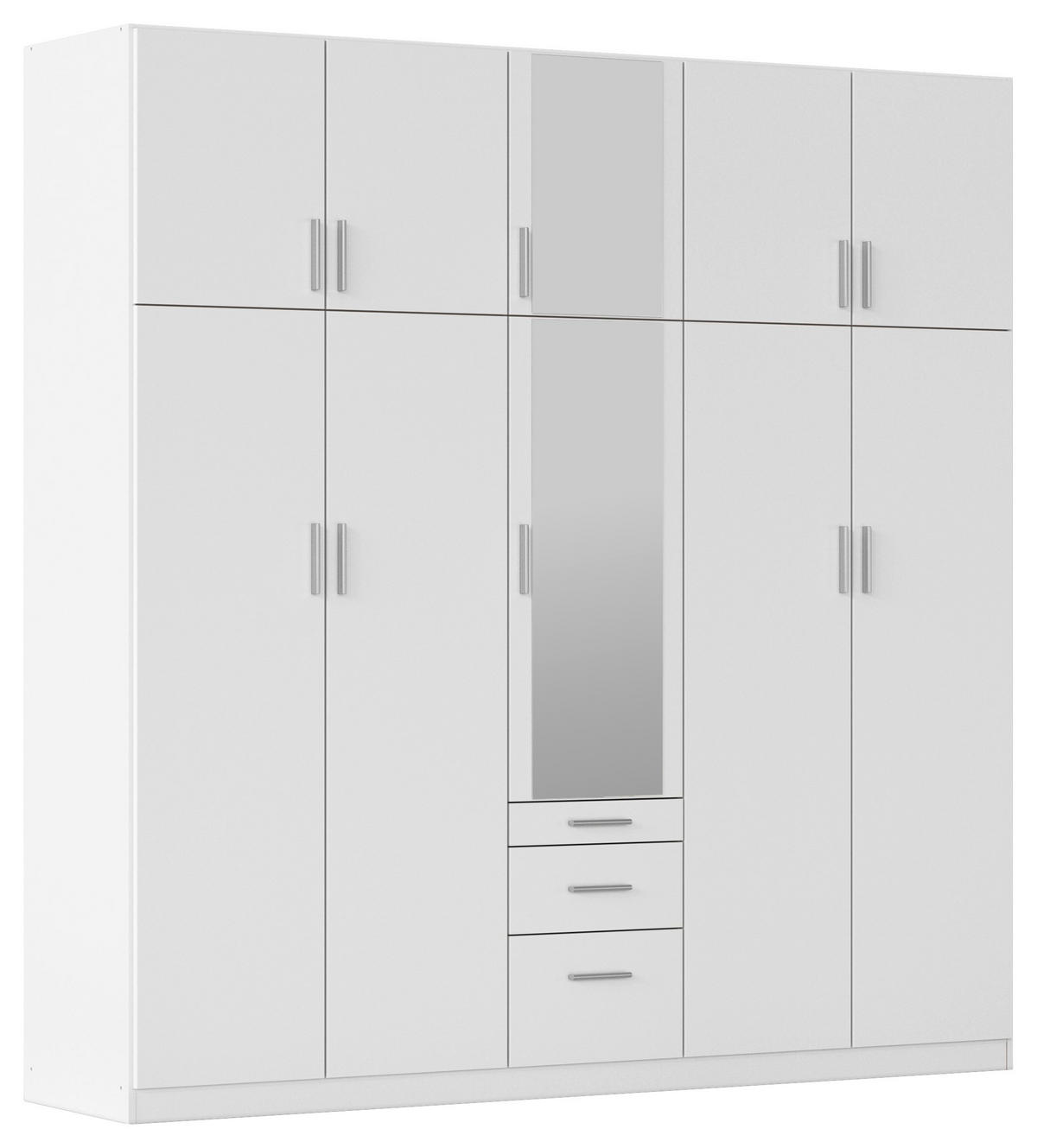 GARDEROB MED GÅNGJÄRN 226/229/54 cm 10-dörrar - vit/aluminiumfärg, Design, trämaterial/plast (226/229/54cm) - Rauch Möbel