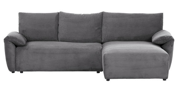 ECKSOFA Dunkelgrau Cord  - Dunkelgrau/Schwarz, KONVENTIONELL, Kunststoff/Textil (266/180cm) - Carryhome