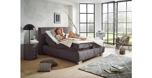 BOXSPRINGBETT 180/200 cm in Dunkelgrau - Dunkelgrau/Alufarben, KONVENTIONELL, Textil/Metall (180/200cm) - Dieter Knoll