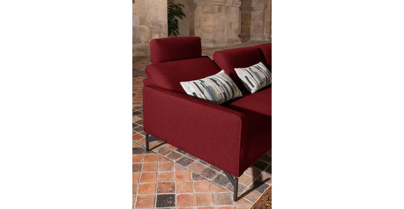 ECKSOFA in Flachgewebe, Struktur Rot  - Anthrazit/Rot, Design, Textil/Metall (254/230cm) - Ambiente