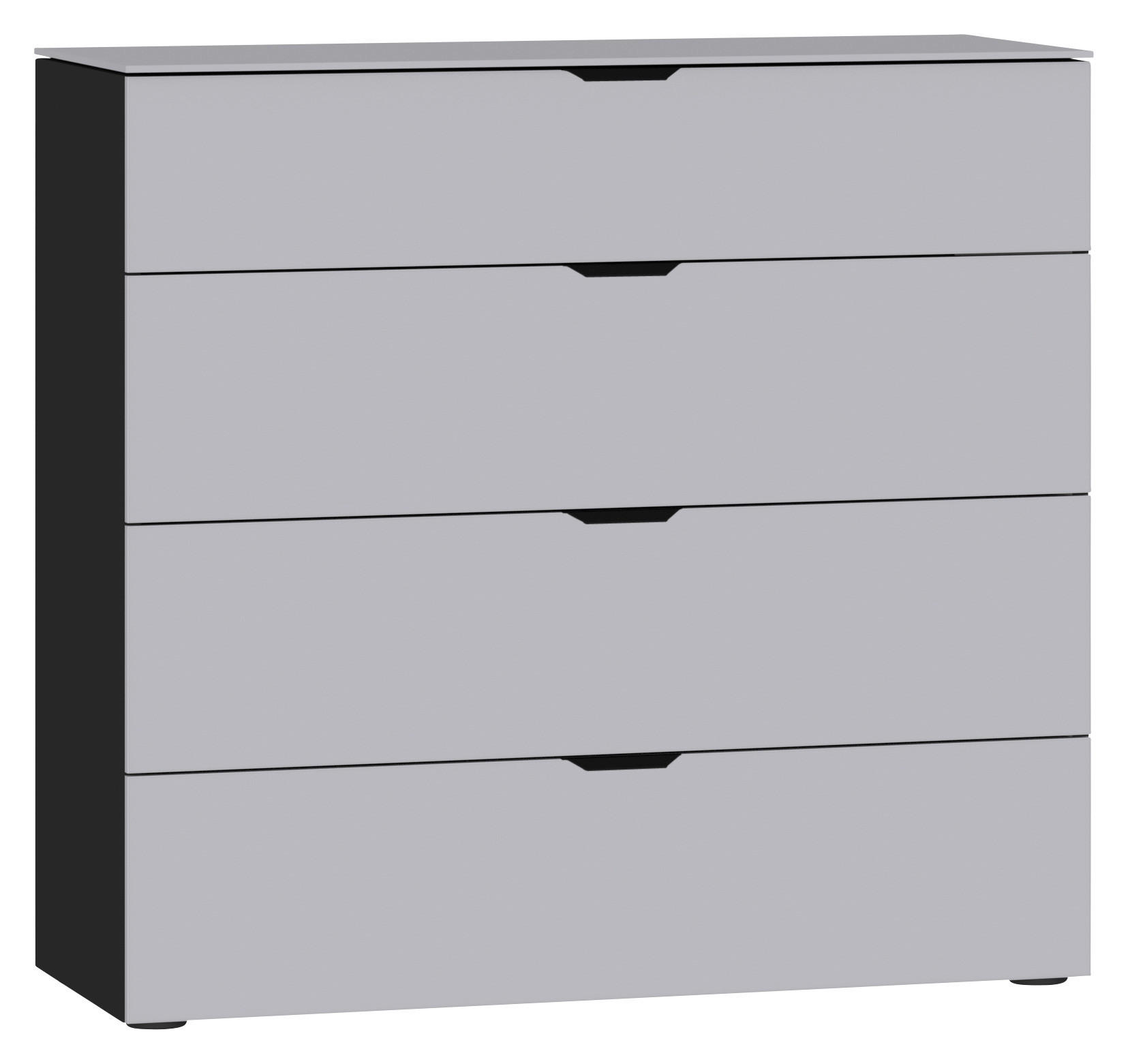 KOMMODE  in 90/87/43 cm  - Hellgrau/Schwarz, Design, Glas/Holzwerkstoff (90/87/43cm) - Jutzler