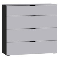 KOMMODE  in 90/87/43 cm  - Hellgrau/Schwarz, Design, Glas/Holzwerkstoff (90/87/43cm) - Jutzler