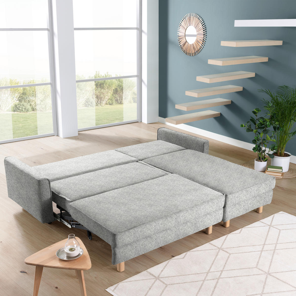 ECKSOFA  in Mikrovelours Naturfarben  237/170 cm  - Eichefarben/Naturfarben, KONVENTIONELL, Holz/Textil (237/170cm) - Sedda