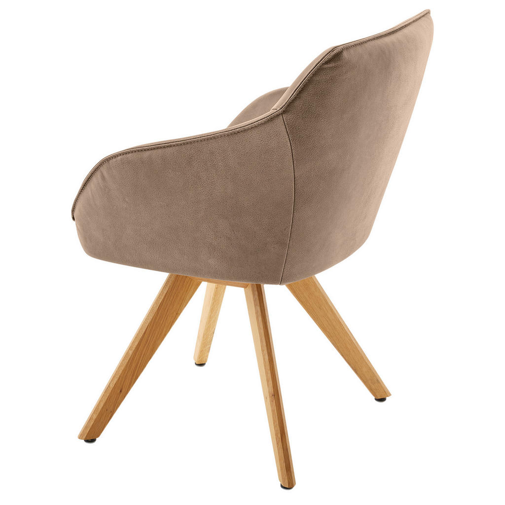 Thumbnail - Koinor Armlehnstuhl, Eiche, Beige, Holz, Leder, Echtleder, Büffelleder, Wildeiche, massiv, konisch, eckig, 60x84x67 cm, ...