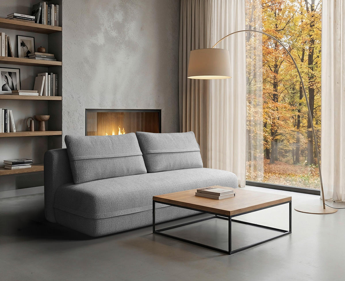SCHLAFSOFA Chenille Grau  inkl. Rückenkissen, Bettkasten, Schlaffunktion, Rücken echt, Liegefläche im Originalstoff  - Schwarz/Grau, KONVENTIONELL, Kunststoff/Textil (213/92/105cm) - Milino