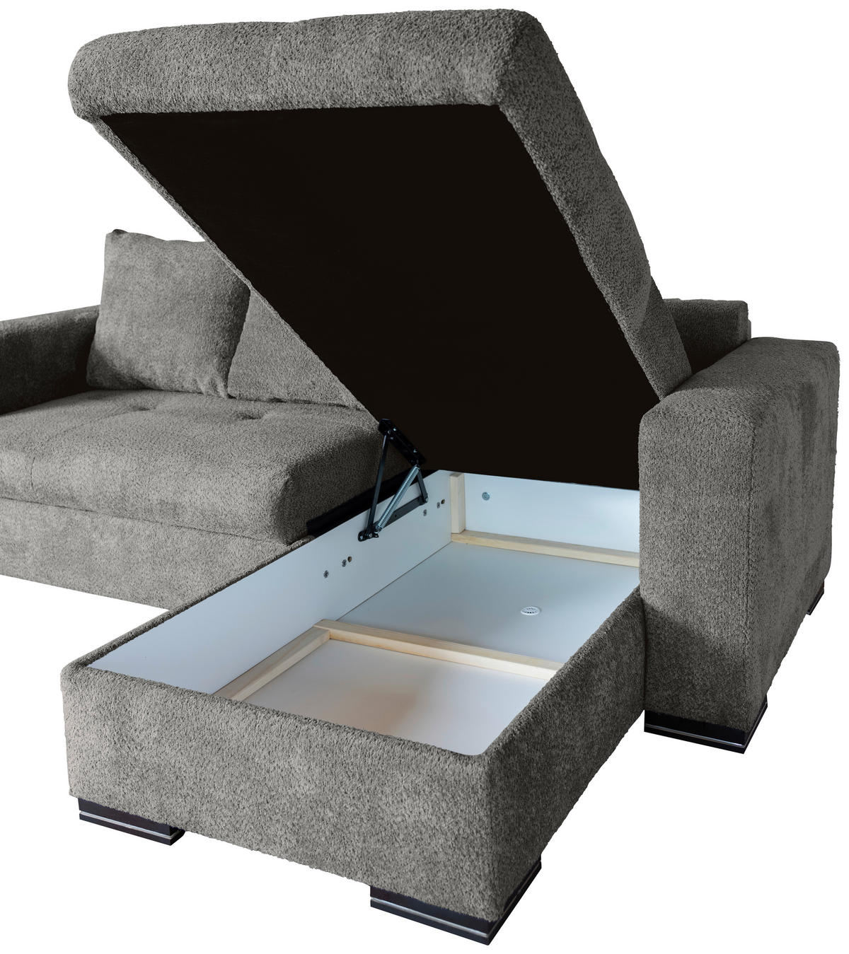 ECKSOFA Grau Webstoff  - Braun/Grau, KONVENTIONELL, Holz/Textil (170/235cm) - Carryhome