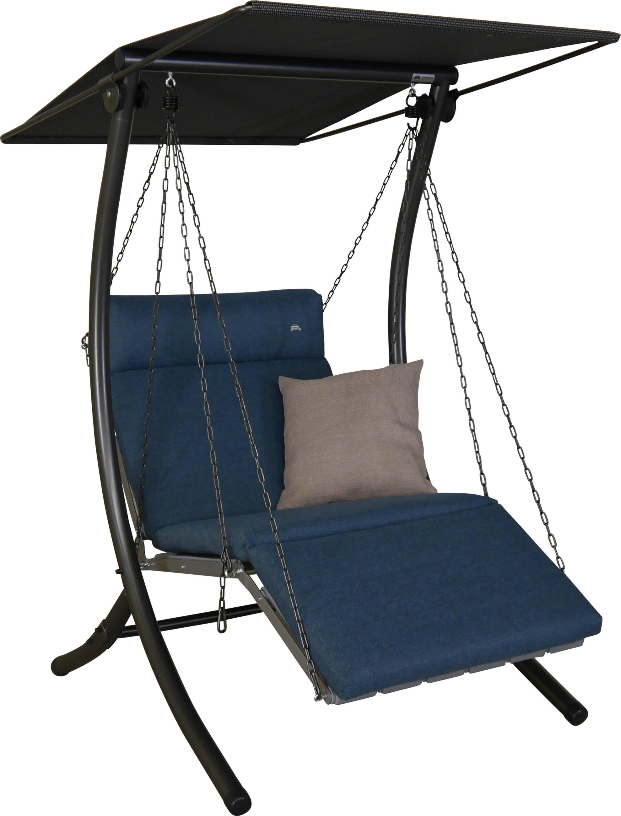 HOLLYWOODSCHAUKEL 100/160/145 cm  - Blau/Dunkelgrau, Basics, Kunststoff/Textil (100/160/145cm) - Boxxx