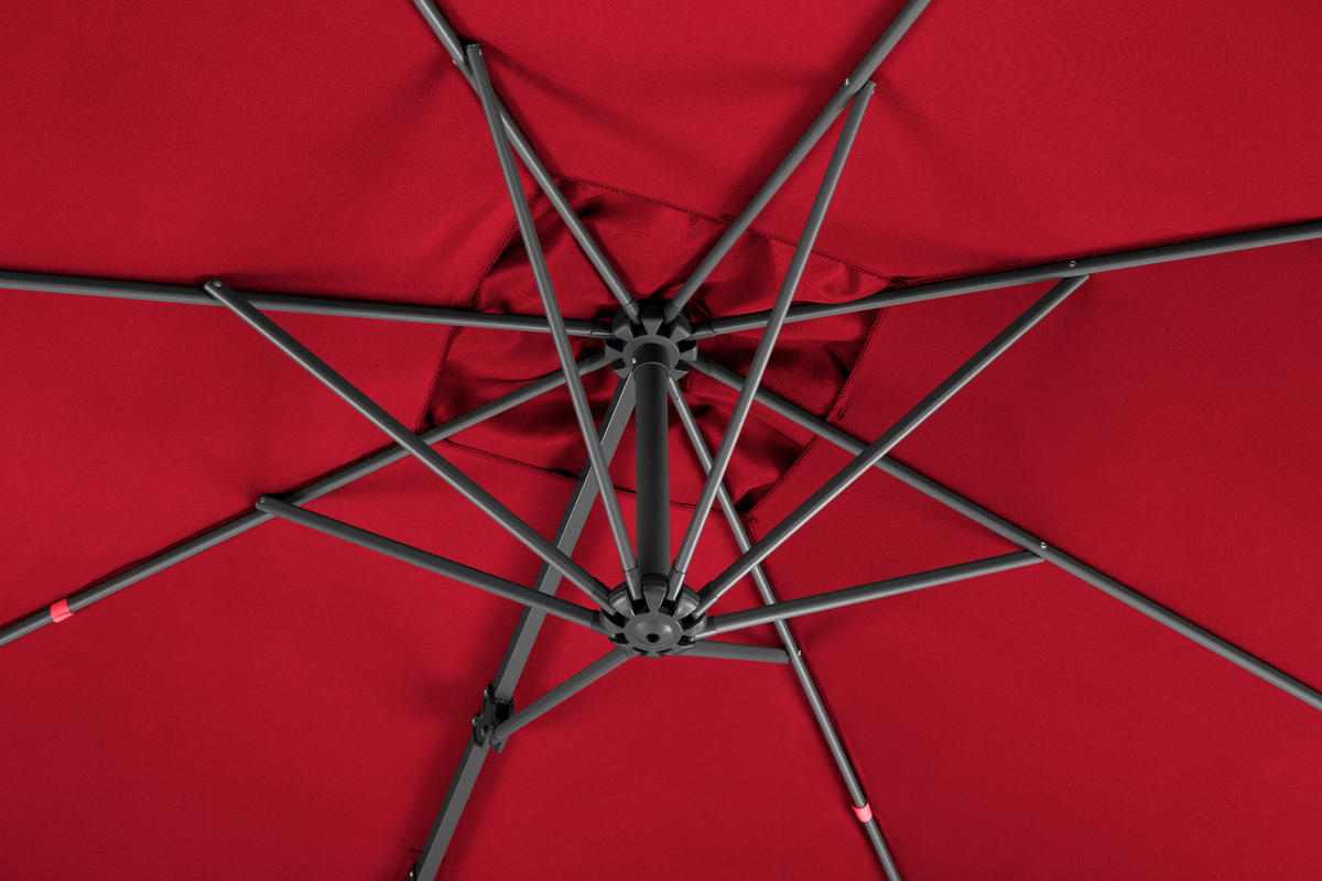 BOČNÍ SLUNEČNÍK 300/239/230 cm - antracitová/červená, Basics, kov/textil (300/239/230cm)