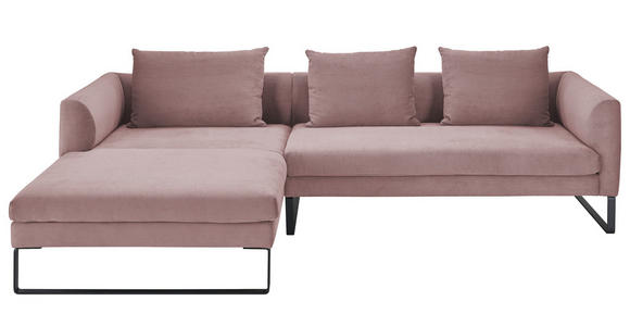 ECKSOFA Altrosa Feincord  - Schwarz/Altrosa, KONVENTIONELL, Textil/Metall (178/284cm) - Hom`in