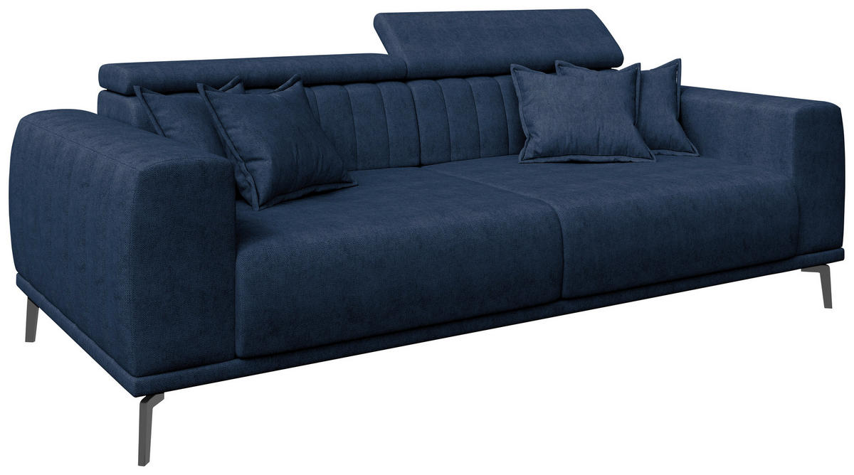 3-SITZER-SOFA Webstoff Dunkelblau  - Schwarz/Dunkelblau, KONVENTIONELL, Textil/Metall (240/80/110cm) - Carryhome