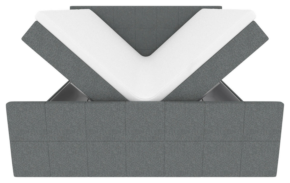 BOXBETT 180/200 cm,  in Grau, Bettkasten, Topper, Matratzen, H3 = fest  - Grau, KONVENTIONELL, Kunststoff/Textil (180/200cm) - Boxxx