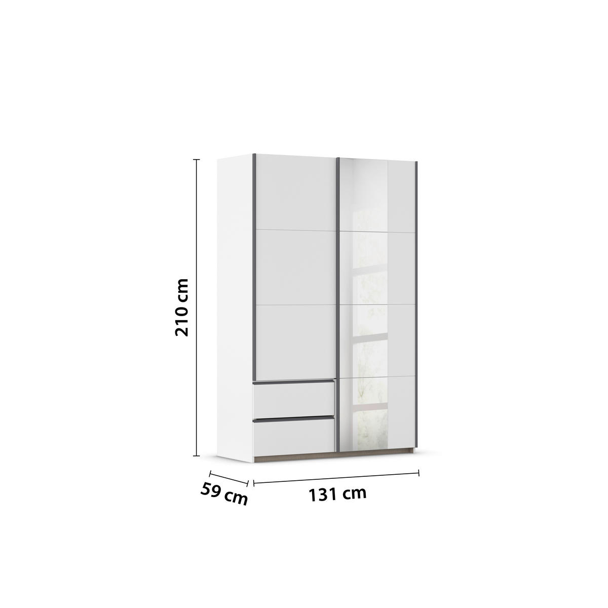 SCHWEBETÜRENSCHRANK  in Weiß  - Weiß, MODERN, Holzwerkstoff (131/210/59cm) - Rauch Möbel