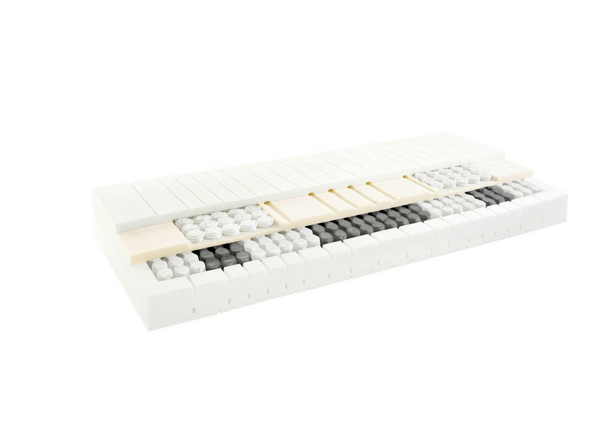 TASCHENFEDERKERNMATRATZE 90/200 cm Höhe ca. 26 cm  H2 = mittel  - Weiss, Basics, Textil (90/200cm) - Robusta