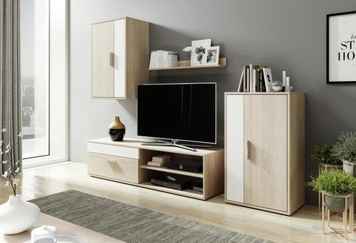 DNEVNI REGAL,  bela, hrast sonoma  - črna/siva, Basics, umetna masa/leseni material (190/150/40cm) - Boxxx