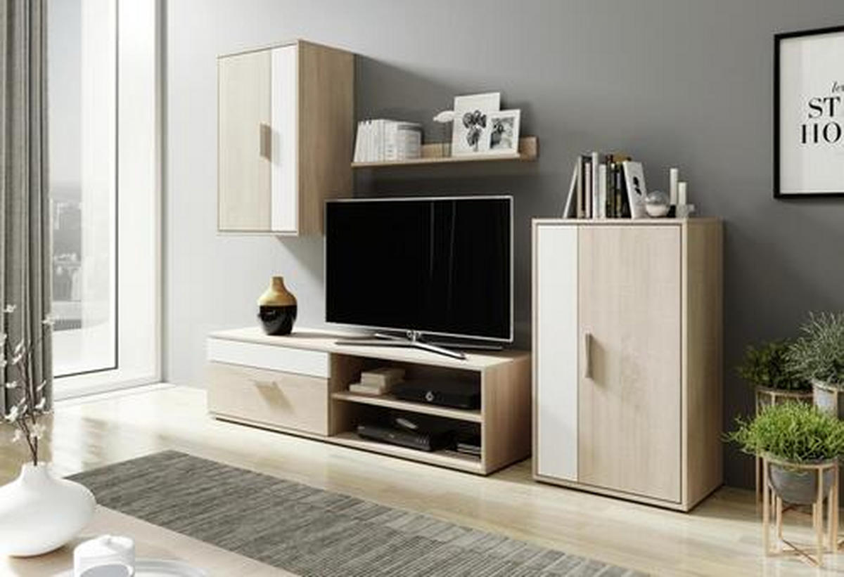 DNEVNI REGAL,  bela, hrast sonoma  - črna/siva, Basics, umetna masa/leseni material (190/150/40cm) - Boxxx
