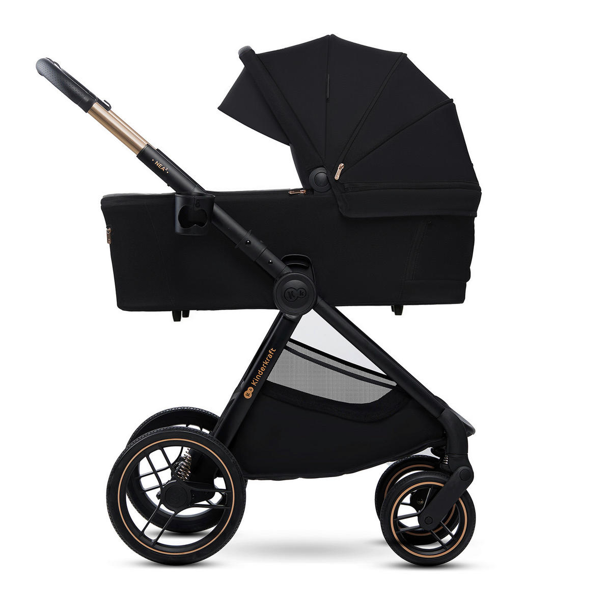 KINDERWAGENSET Nea 2  - Schwarz Hochglanz/Schwarz, Basics, Kunststoff/Textil (81/60/112cm) - Kinderkraft