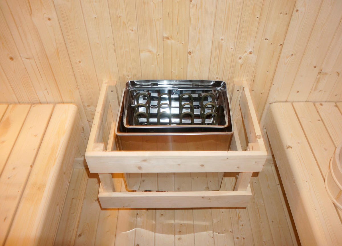 SAUNA für 4 Personen Island  - Naturfarben, KONVENTIONELL, Glas/Holz (220/200/189cm)