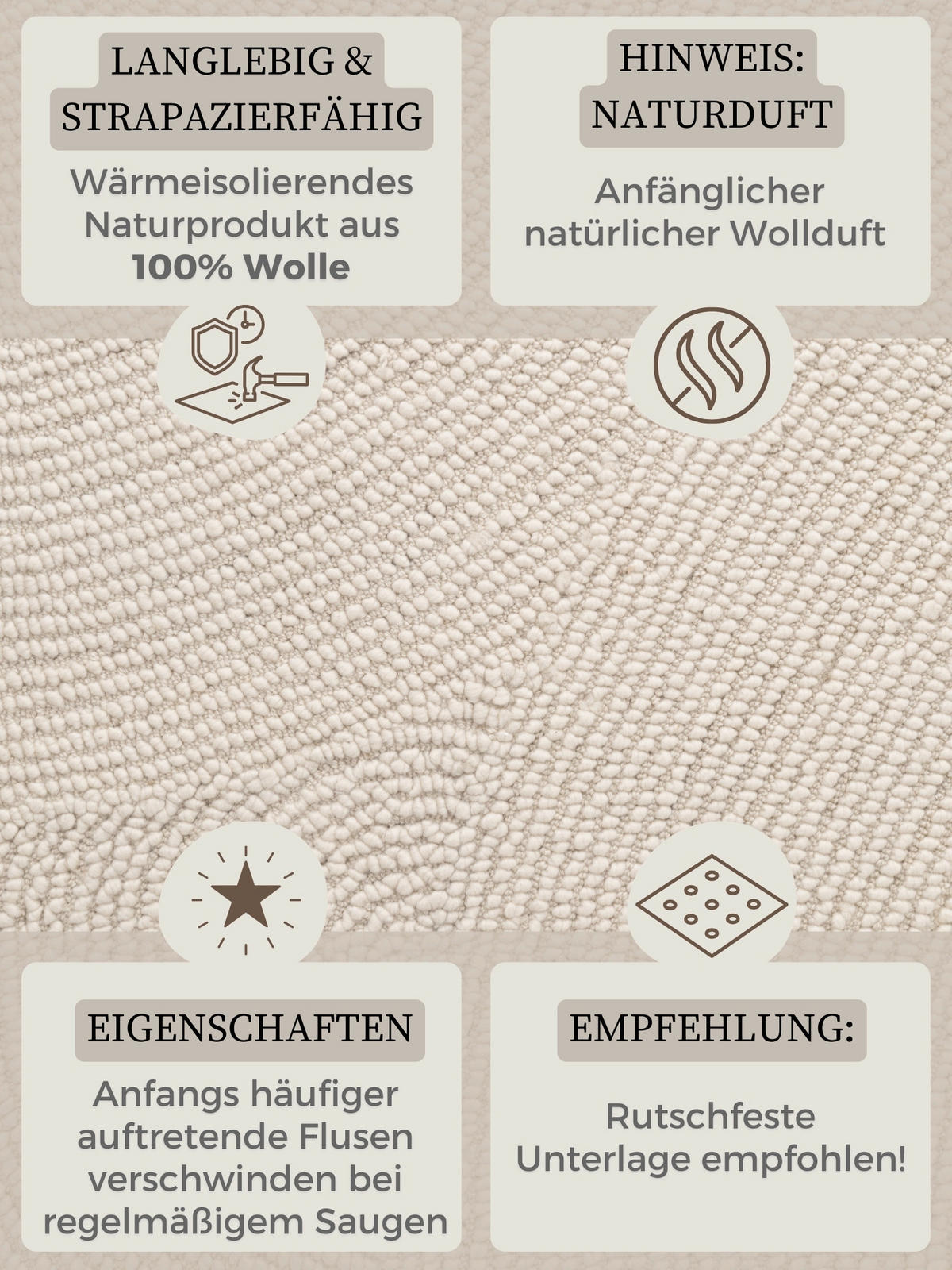 WOLLTEPPICH 120 cm Eleni Creme  - Creme, Basics, Textil (120cm) - Hanse Home