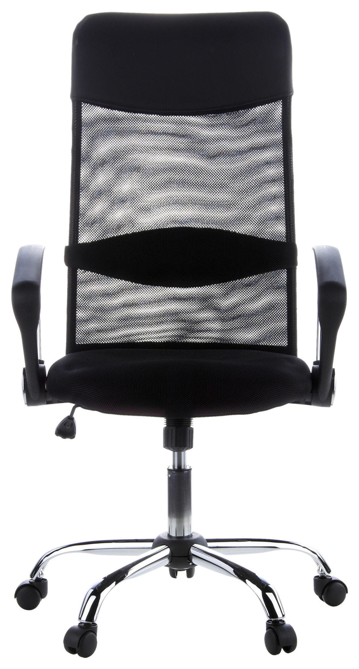 DREHSTUHL  in Lederlook, Netzbespannung Schwarz, Chromfarben  - Chromfarben/Schwarz, MODERN, Kunststoff/Textil (60/129/50cm) - MID.YOU