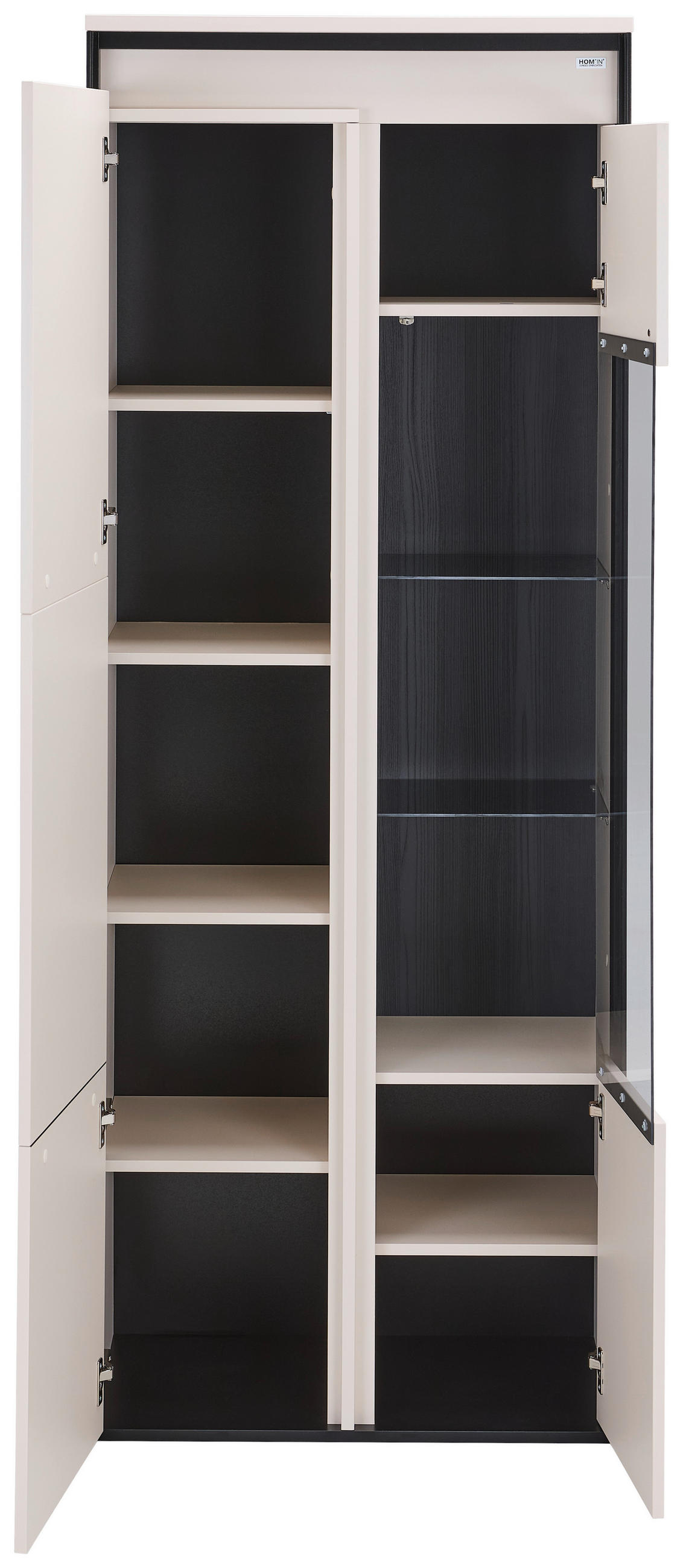 VITRINE  in Schwarz, Beige  - Beige/Schwarz, Design, Glas/Holzwerkstoff (76/195/41cm) - Hom`in