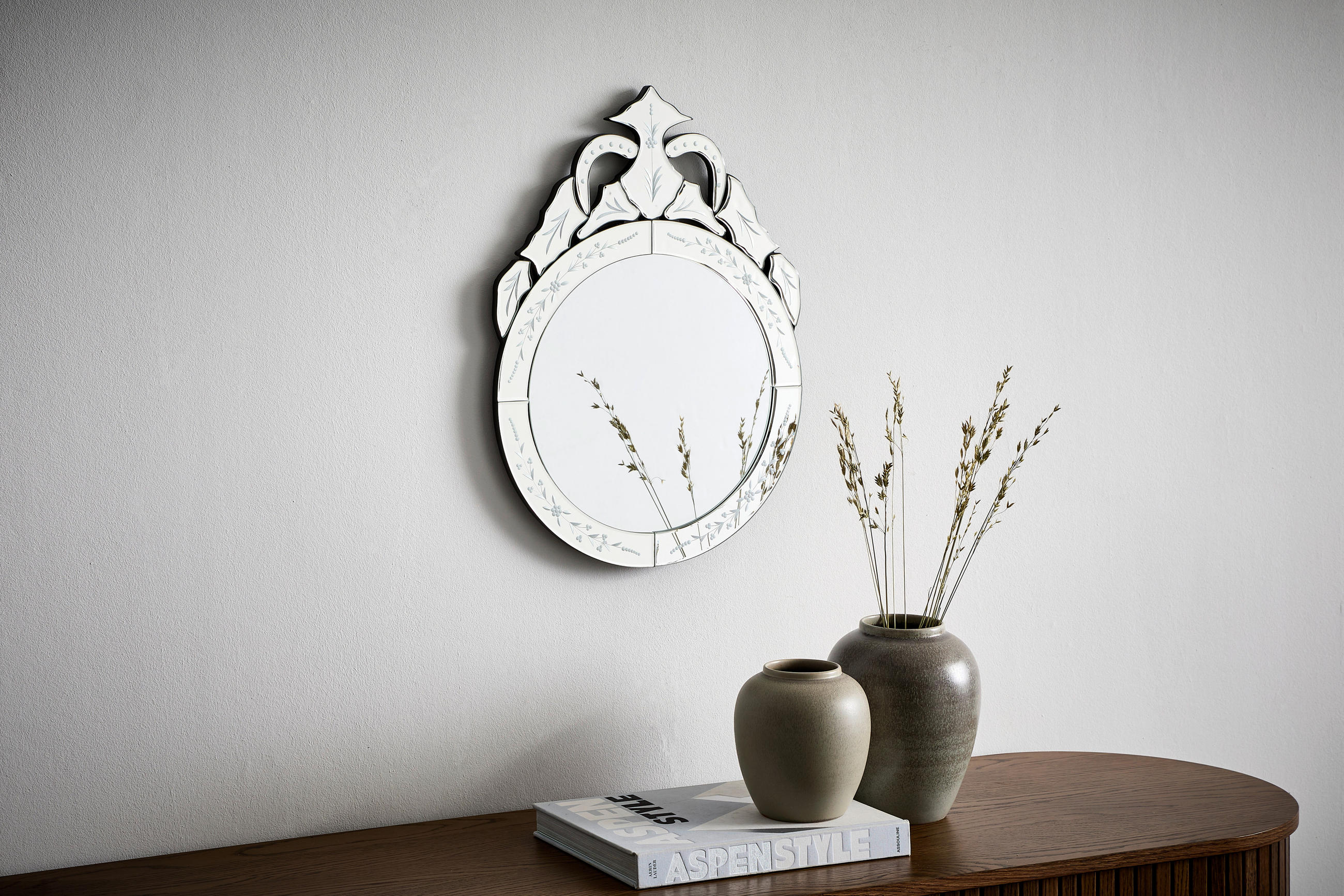 WANDSPIEGEL 40/55.5/1,3 cm    in oval  - Klar, Design, Glas/Holzwerkstoff (40/55.5/1,3cm) - MID.YOU