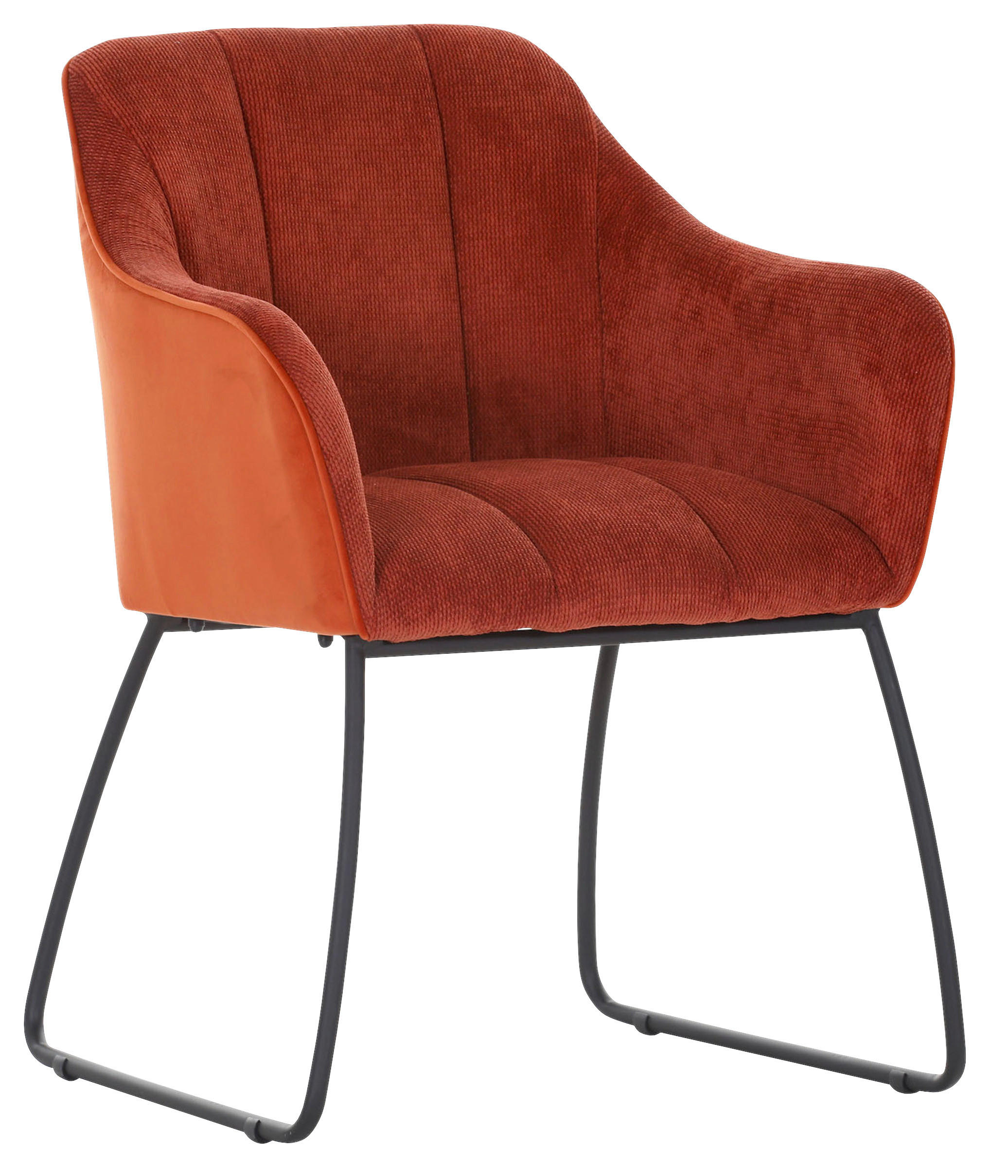 ARMLEHNSTUHL  Stoffauswahl, Typenauswahl Samt, Flachgewebe  - Rostfarben/Schwarz, Design, Textil/Metall (59/85/59cm) - Novel