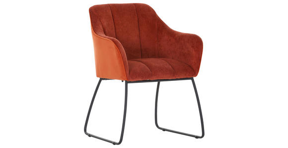 ARMLEHNSTUHL  Stoffauswahl, Typenauswahl Samt, Flachgewebe  - Rostfarben/Schwarz, Design, Textil/Metall (59/85/59cm) - Novel