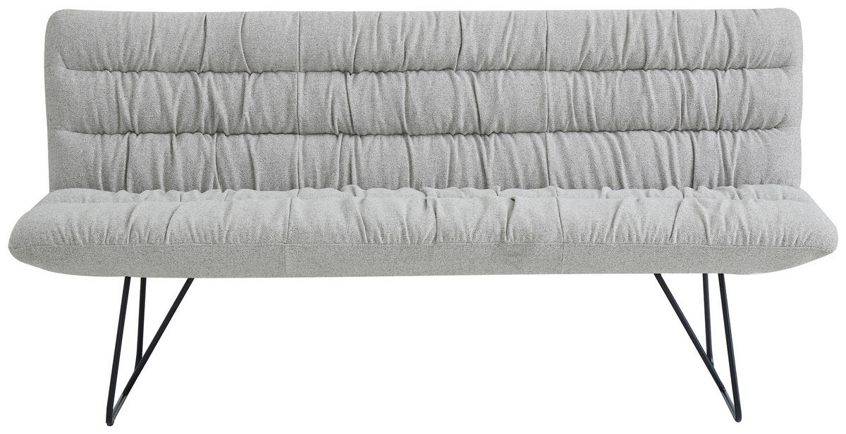SITZBANK 182/88/66 cm Leinenoptik Schwarz, Hellgrau  - Hellgrau/Schwarz, Design, Textil/Metall (182/88/66cm) - Dieter Knoll