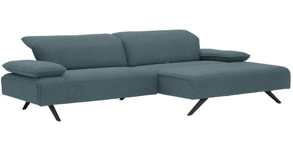 ECKSOFA in Flachgewebe Hellblau - Anthrazit/Hellblau, Design, Textil/Metall (280/165cm) - Ambiente