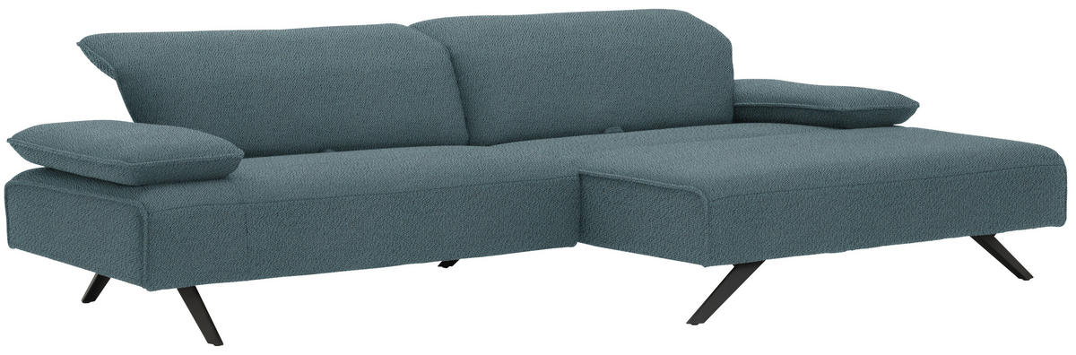 ECKSOFA in Flachgewebe Hellblau  - Anthrazit/Hellblau, Design, Textil/Metall (280/165cm) - Johann Jakob