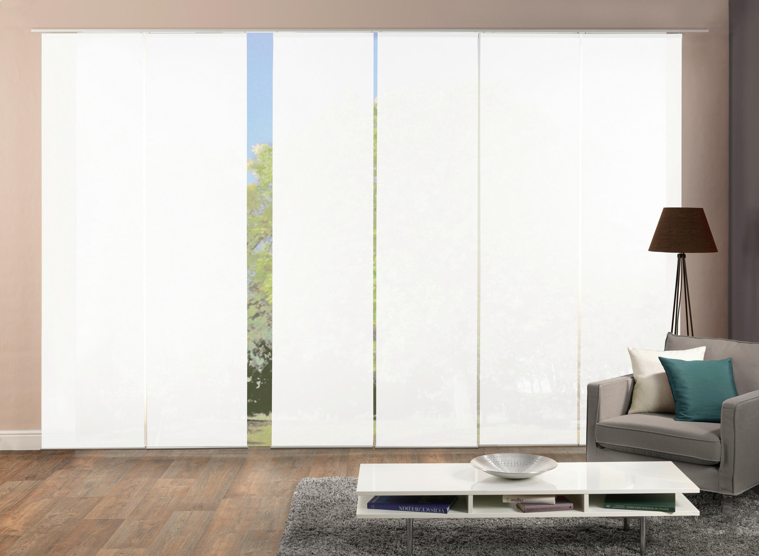 FLÄCHENVORHANG ROM, 6-TLG.  6 Stück  halbtransparent    - Weiß, MODERN, Textil (60/245cm)