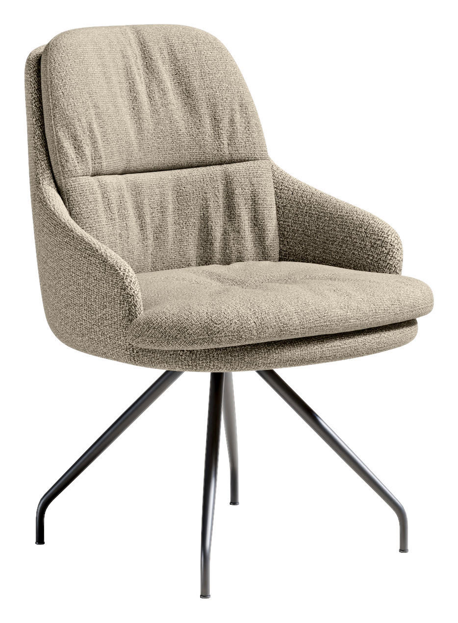 ARMLEHNSTUHL  Beinauswahl, Sitzfläche 360° drehbar, Stoff-/Lederauswahl Flachgewebe  Sandfarben  - Sandfarben/Schwarz, Design, Textil/Metall (60/86/66cm) - Dieter Knoll