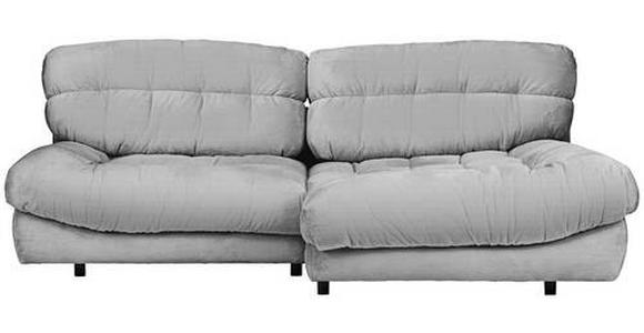 ECKSOFA in Plüsch Silberfarben  - Silberfarben/Schwarz, KONVENTIONELL, Kunststoff/Textil (265/170cm) - Carryhome